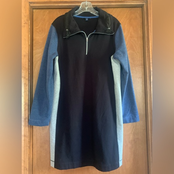 Nautica Tops - EUC NAUTICA PULLOVER ZIP FRONT SWEATSHIRT DRESS IN BLUE/GRAY/BLACK WOMENS SIZE M